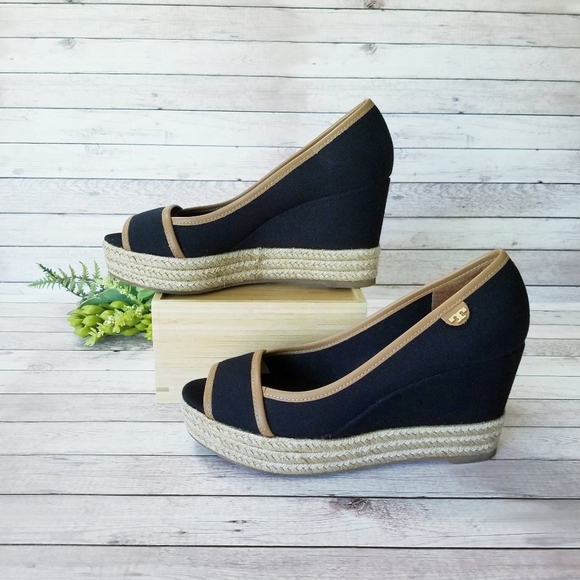 Tory Burch Shoes - Tory Burch Majorca Black Peep Toe Espadrilles